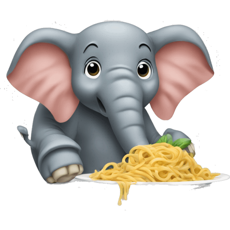 Elephant eating pasta emoji