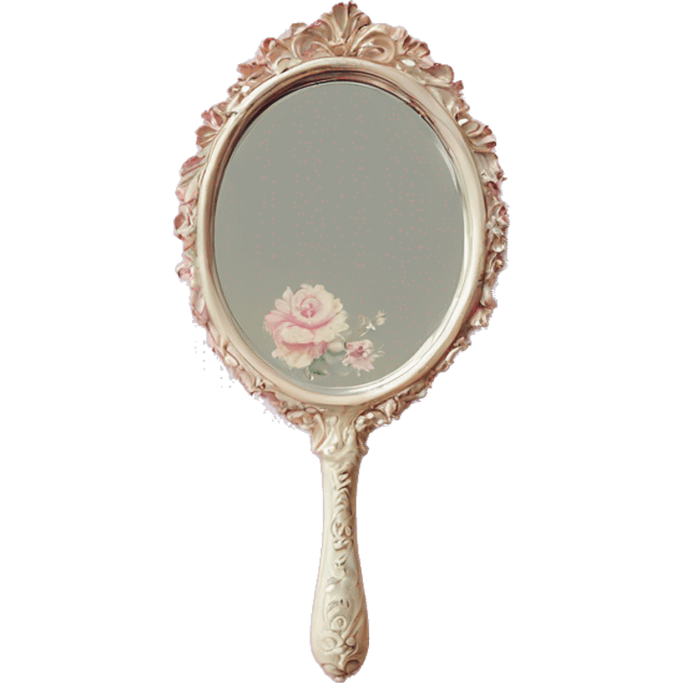 vintage rococo light pink dainty floral hand mirror emoji