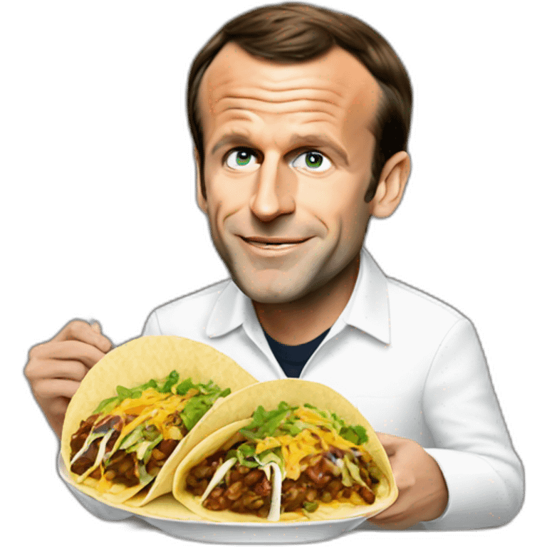 Emmanuel Macron eating a tacos emoji