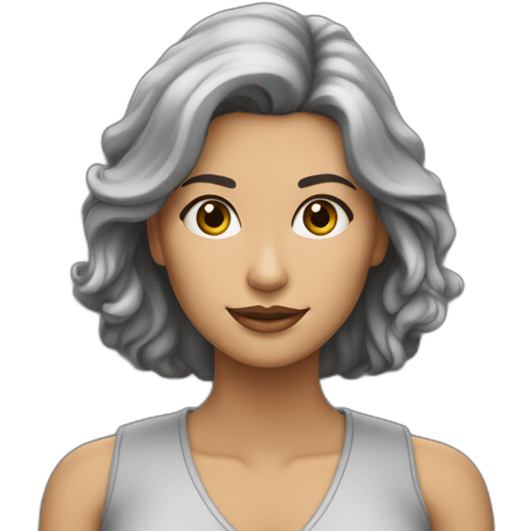 mujer-morena-con-su-yorkshire-gris emoji