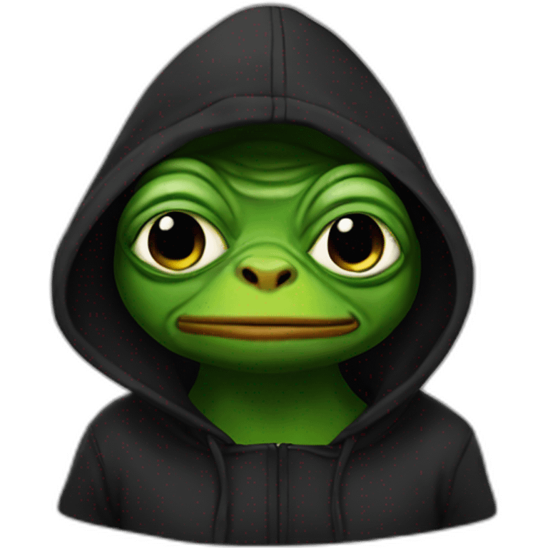 Pepe with black hoodie emoji