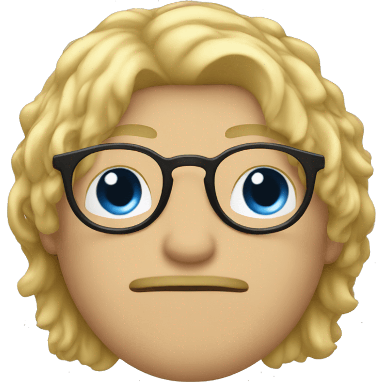 men with black round glasses and blond hairs and blue eys emoji