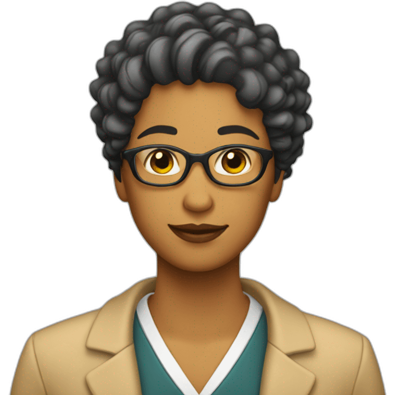 profesora pelo largo rizado emoji