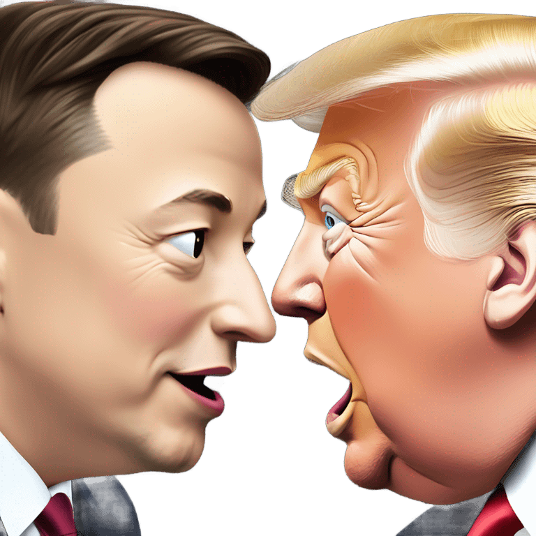 Elon musk kissing Donald trump emoji