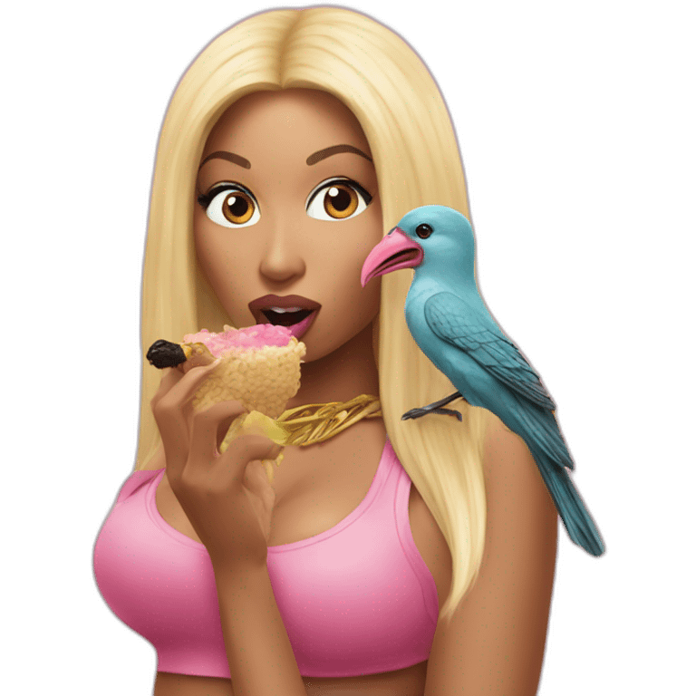 Nicki Minaj eating a bird emoji