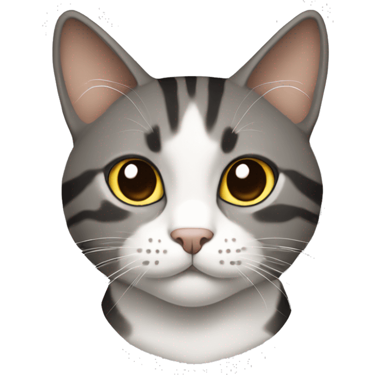 European cat grey brown white black iOS 18 style  emoji