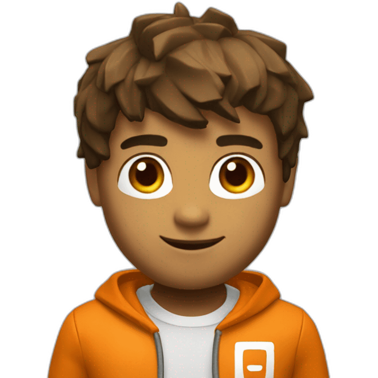 Roblox, com casaco laranja emoji