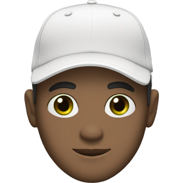 Green eyes white male wearing a black t-shirt & black baseball cap  emoji