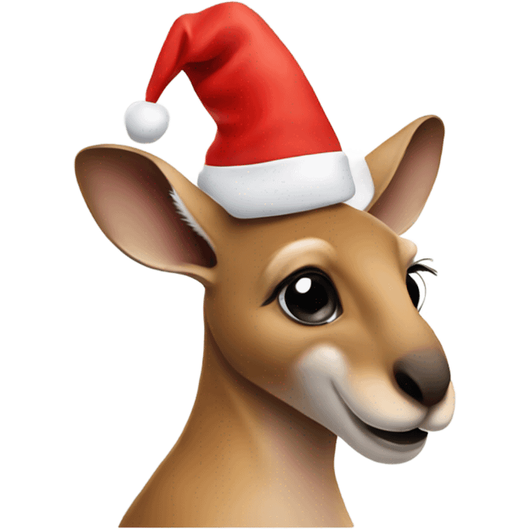 Kangaroo in a Santa hat emoji