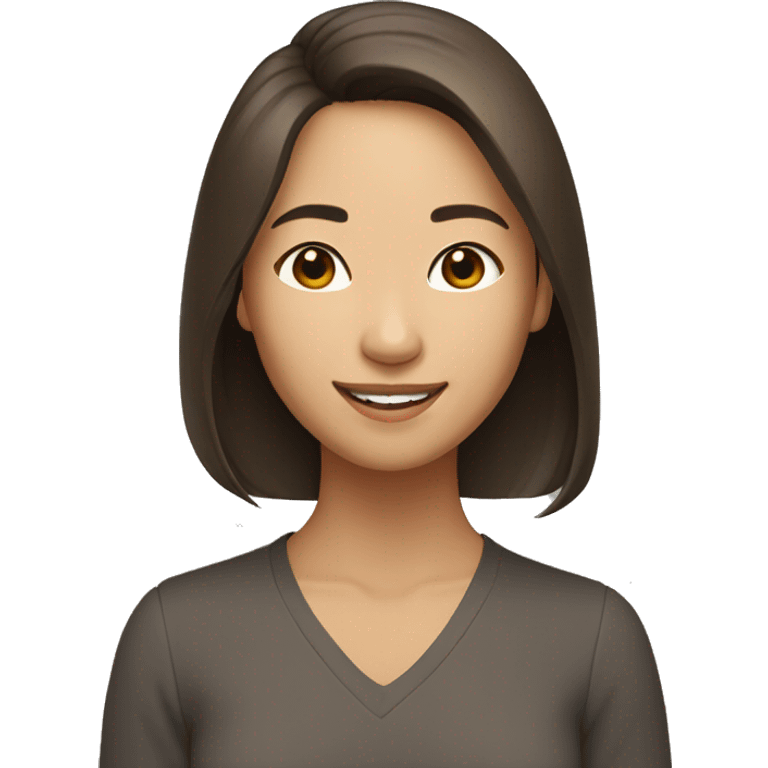 Asian American woman brown shoulder length hair smiling emoji