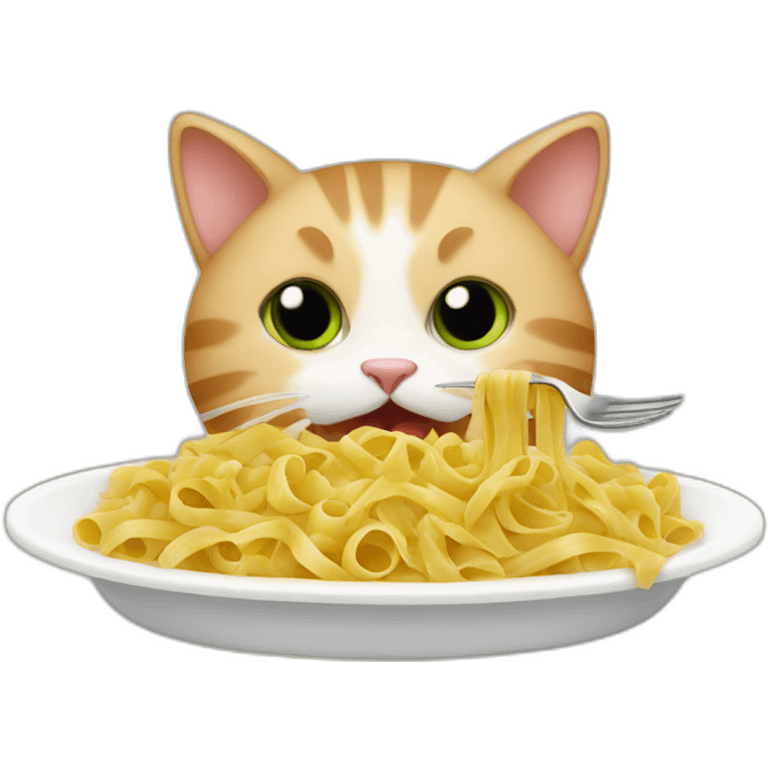 Cat eating pasta emoji