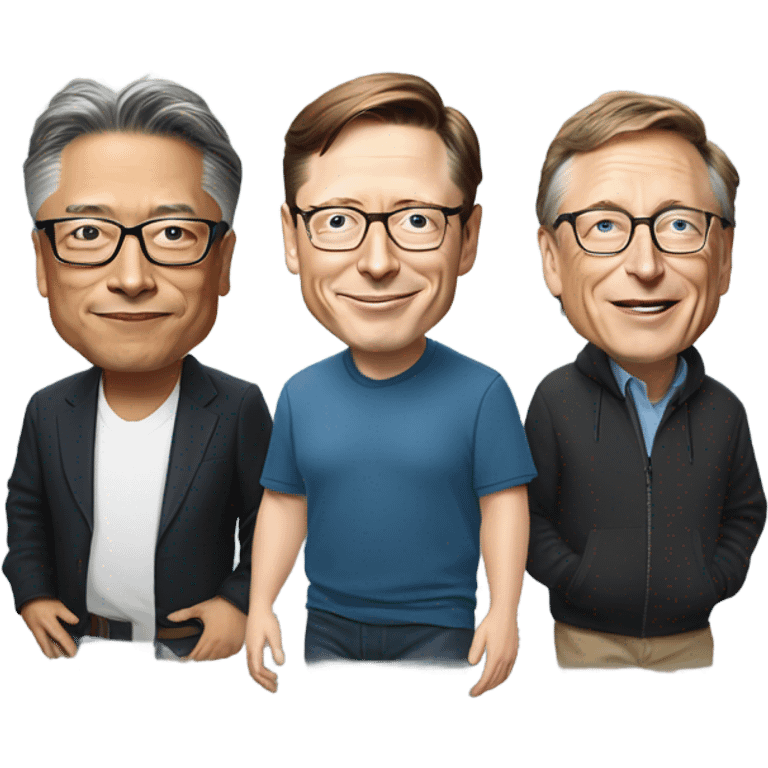 elon musk , jensen huang , bill gates in one frame  emoji