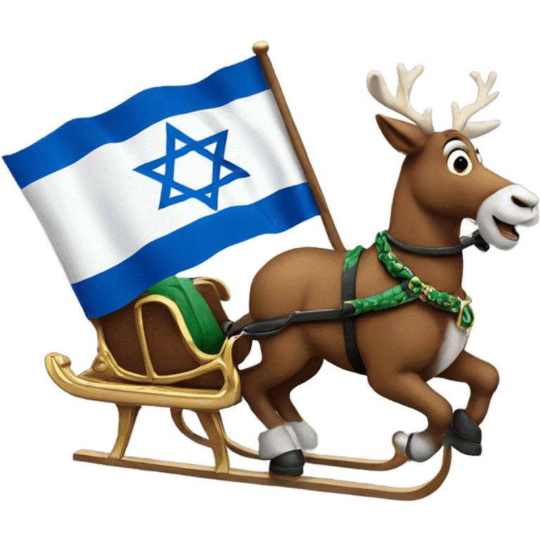 Santa Claus on his sleigh with an Israeli flag on the side emoji