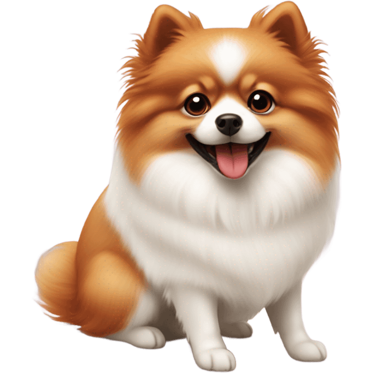 White Pomeranian and red Pomeranian playing together  emoji