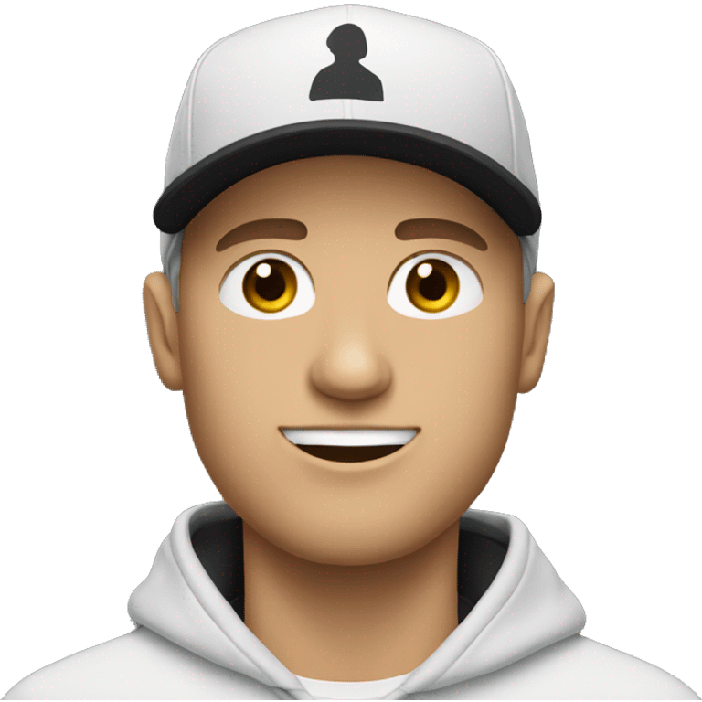 white man with hoodie and black sports cap on emoji