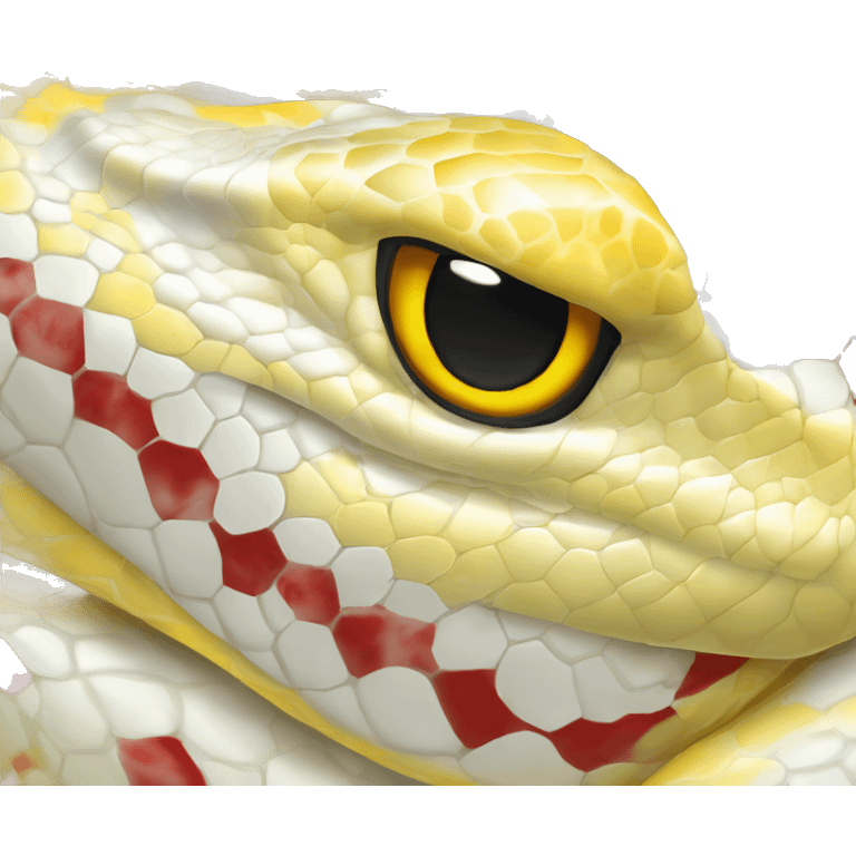 A yellow albino reticulated python with red eyes emoji