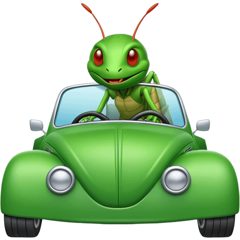 A cricket driving a car  emoji