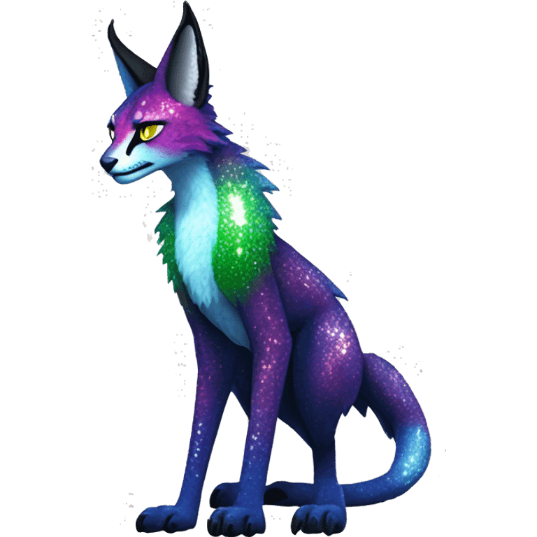 Epic Edgy Colorful Sparkly Sergal-Serval-Vernid full body emoji