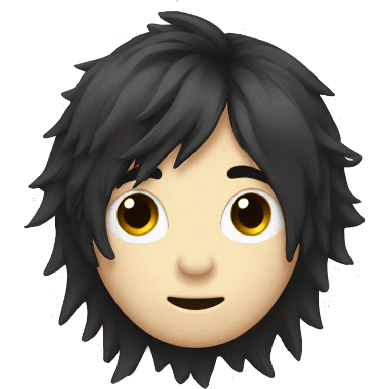 emo boy with long shaggy hair and moustache emoji