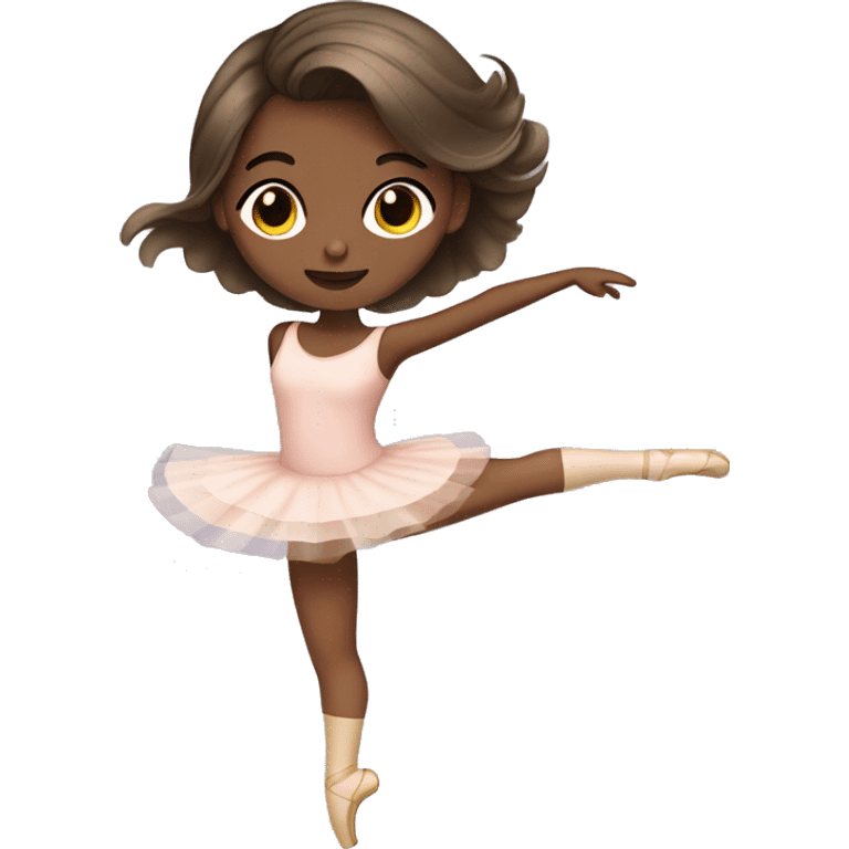 Brown skin girl with straight hair playing ballet emoji