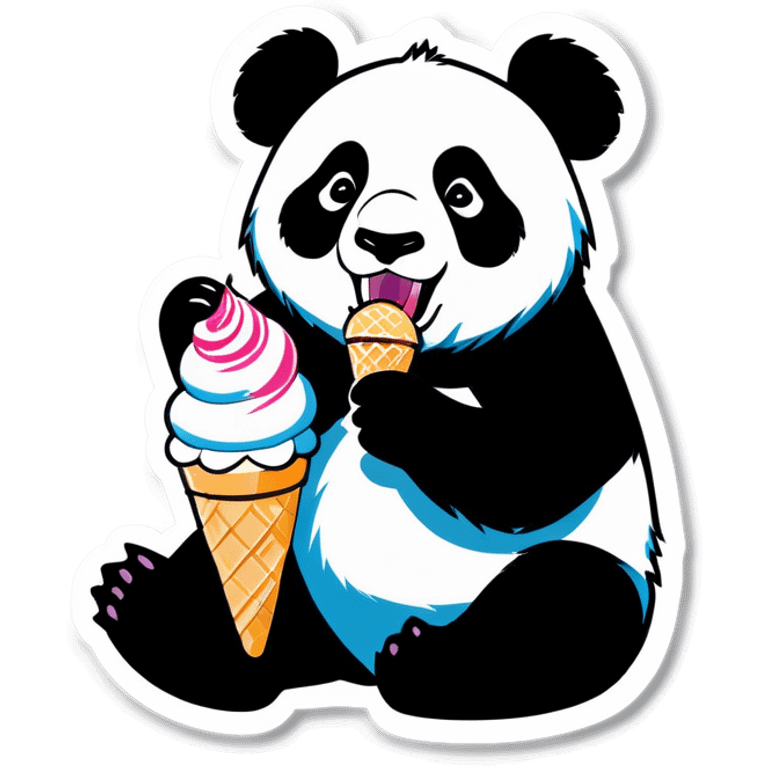 Panda eating ice cream emoji