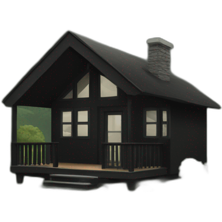 Small modern black cabin in woods emoji