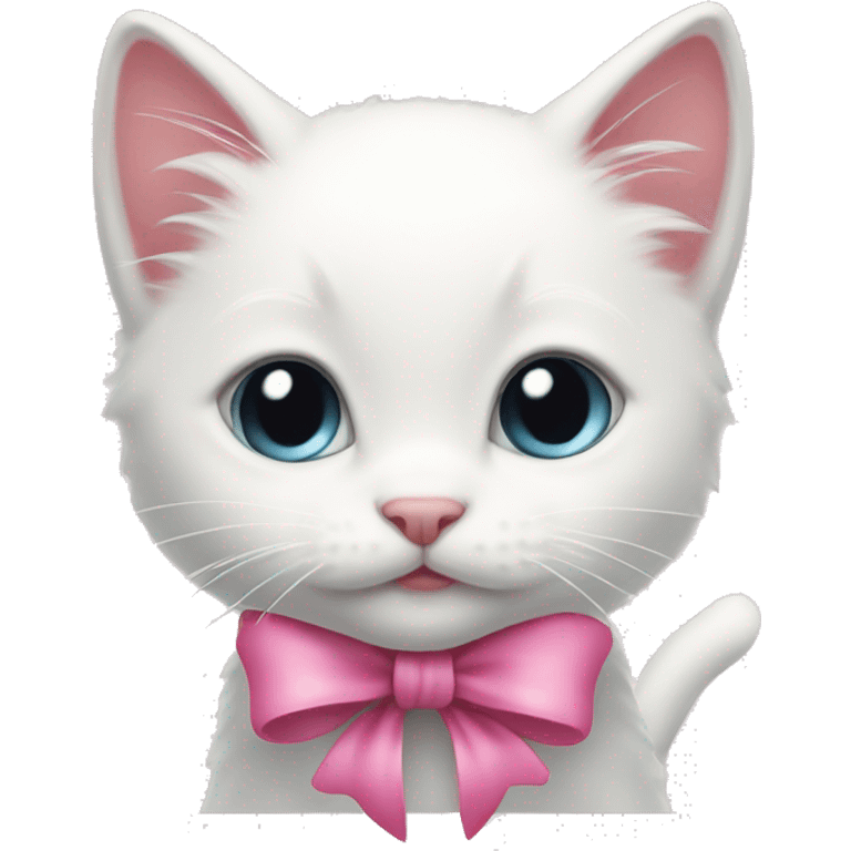 little white kitten with a pink bow emoji