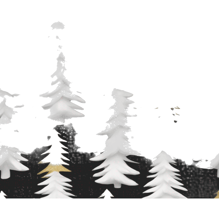  actual white fir christmas tree isolated with black and gold ornaments .  emoji