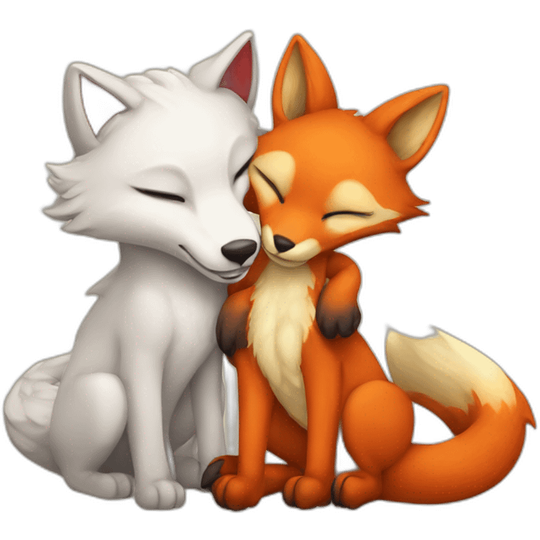 fox and dragon cuddling emoji