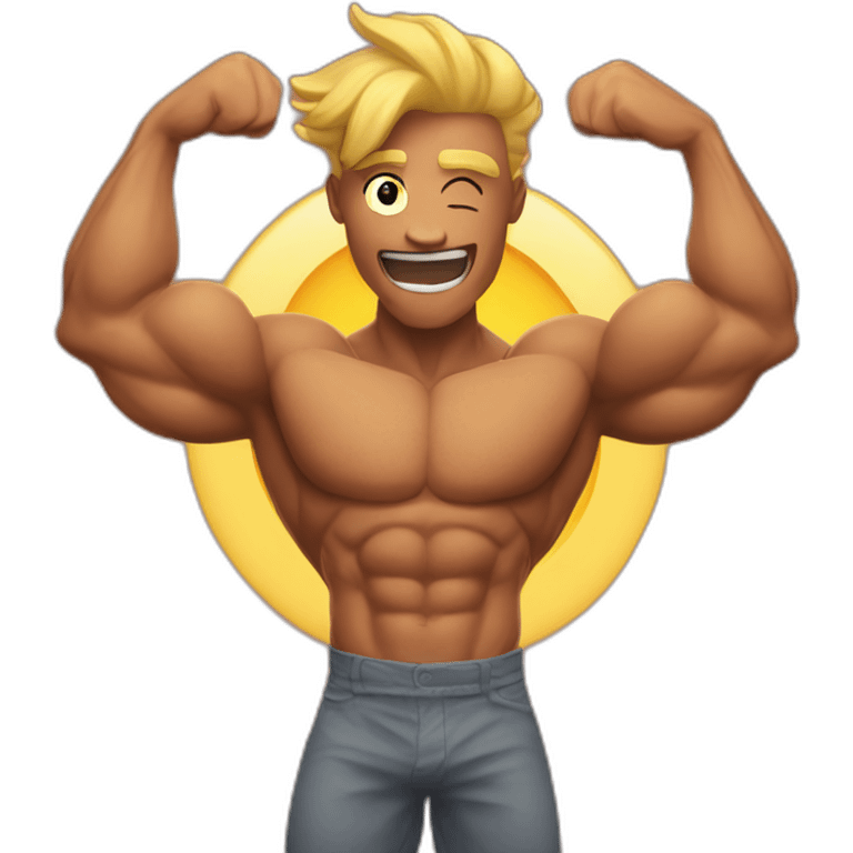 the sun with muscles, flexin his biceps emoji