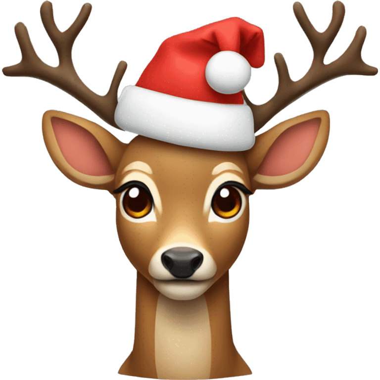 Deer with a Christmas hat emoji