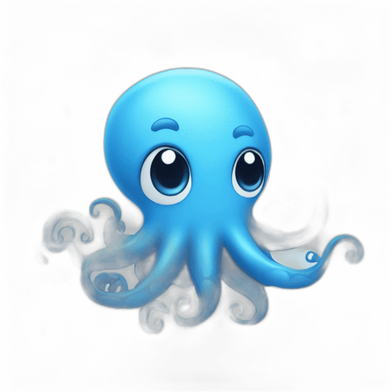 cute blue kraken with adorable face with many hearts emoji