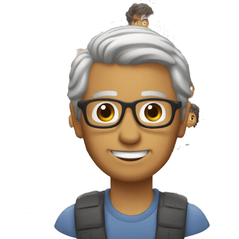 Persona poco pelo moreno con algunas canas de 50 años emoji