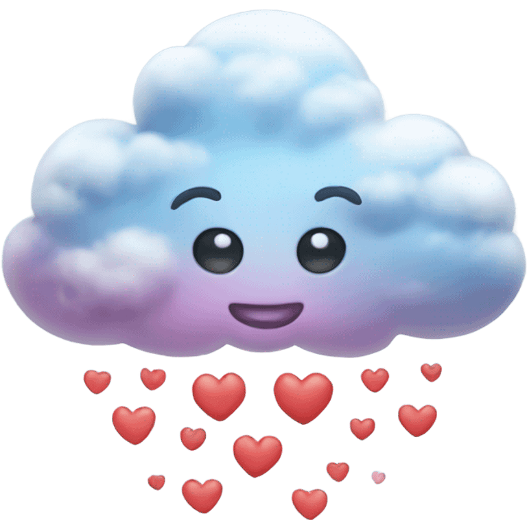 cloud emoji with hearts on it , realistic  emoji