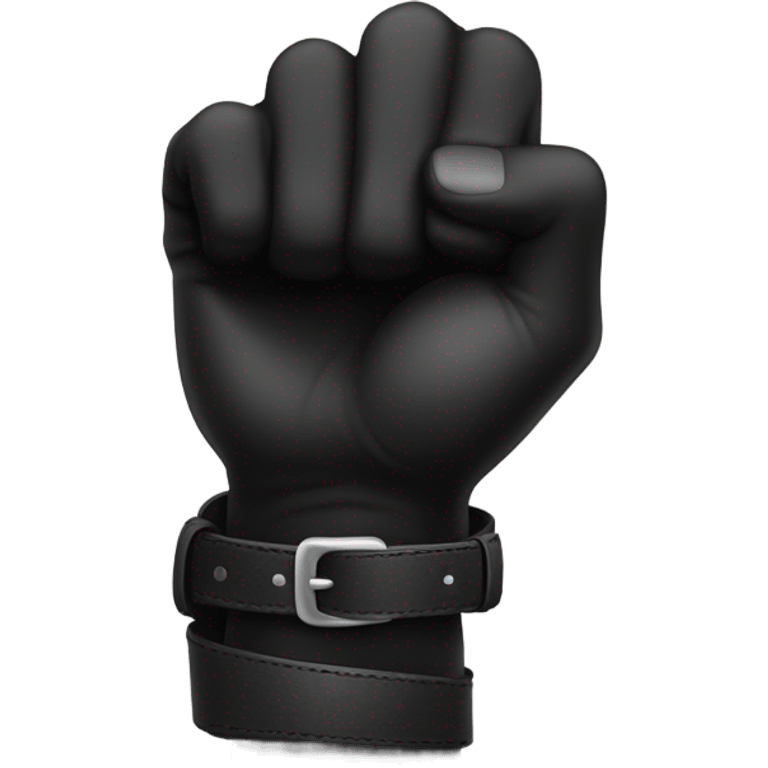 Black hand holding belt emoji