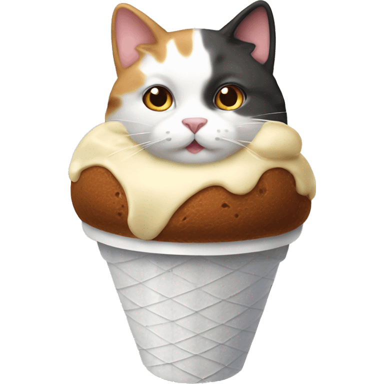 Icecream with calico cat emoji