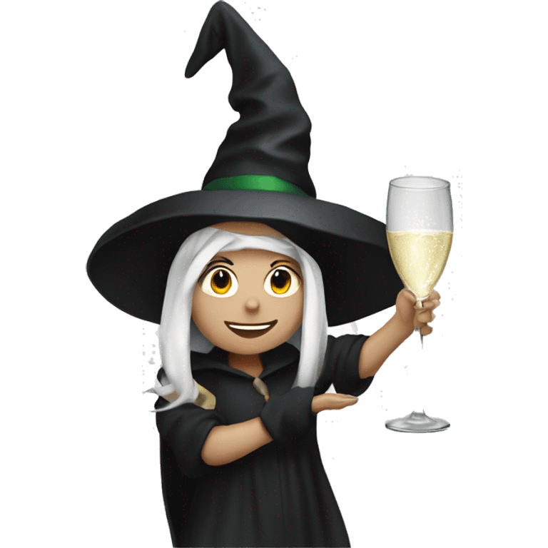 Witch, white skin, Popping Champagne Bottle emoji