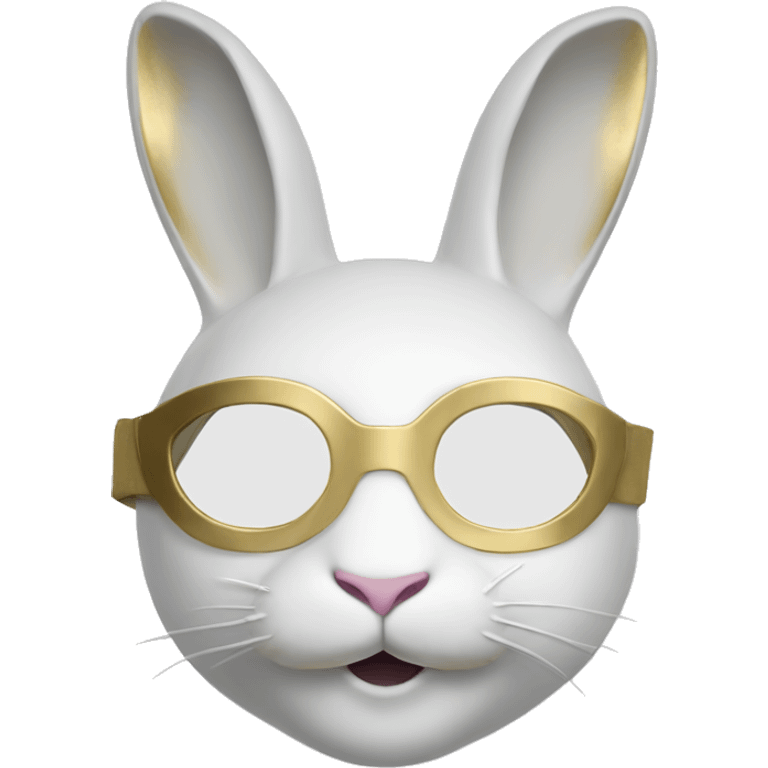 white rabbite mask, luxury style, gold border emoji