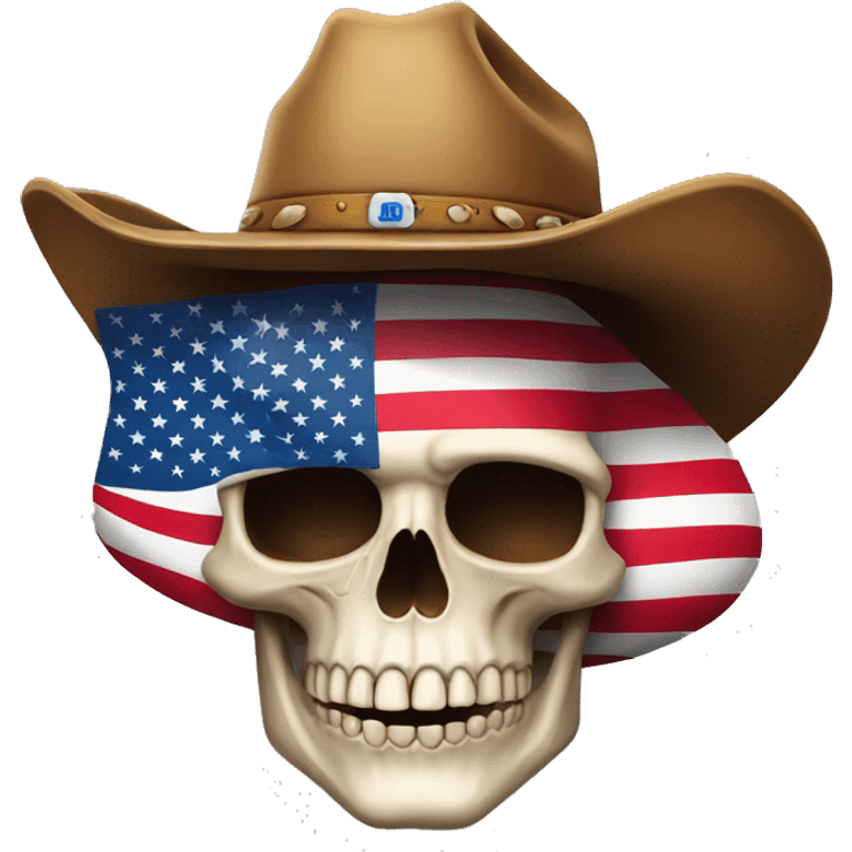 Skull with cowboy hat and American flag  emoji