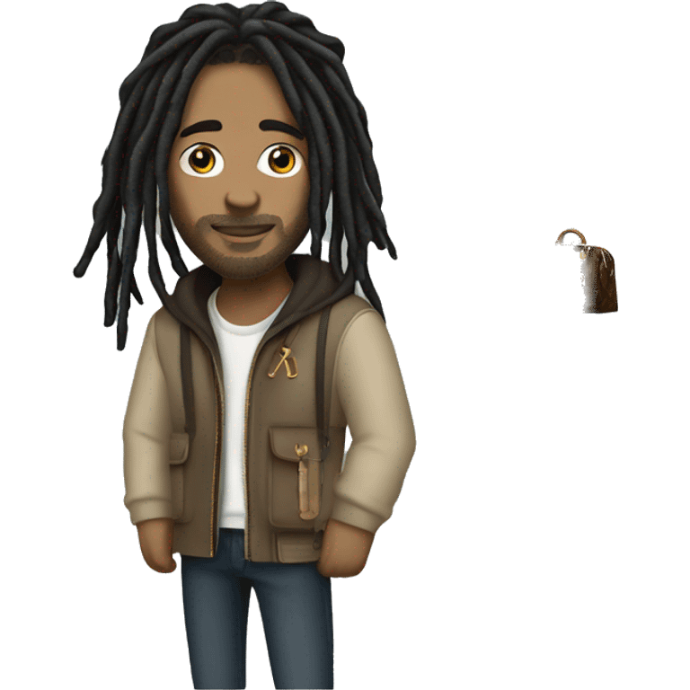 Man with Dreads having a Louis Vuitton Beanie on emoji