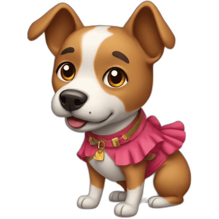 Dog wearing a skirt emoji