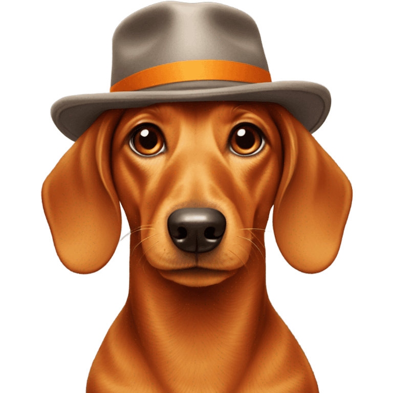 orange dachshund with hat emoji