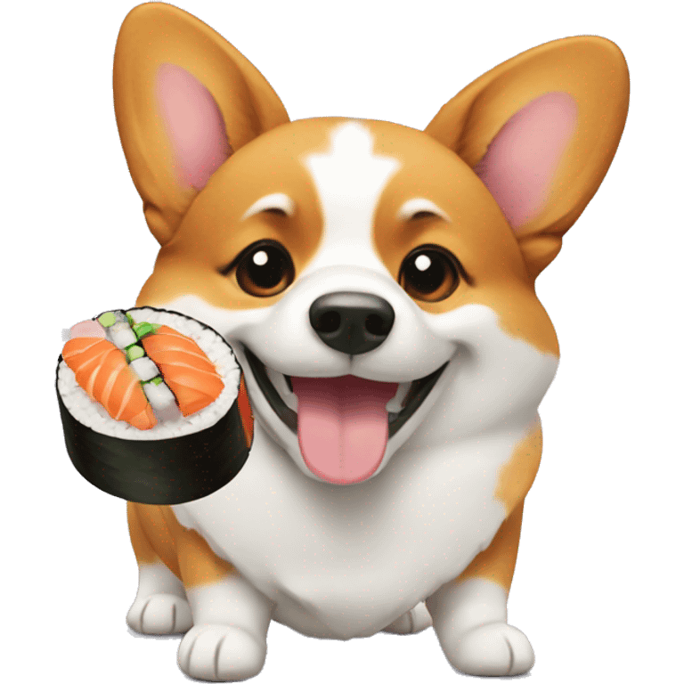 corgi with sushi emoji