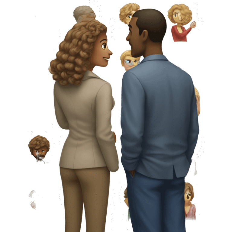 Man and woman looking at artwork  emoji