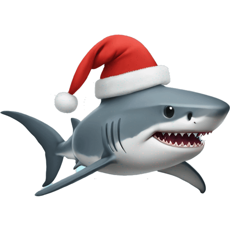 shark with christmas hat on emoji