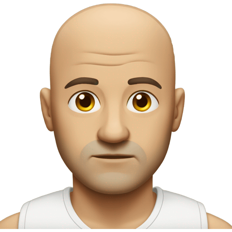 Bald guy frowning emoji