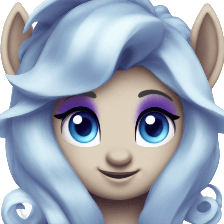 My little pony  Evil dark purple alicorn with blue eyes and blue eyes shadow with white hair with blue streaks emoji