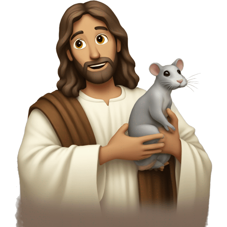 Jesus holding a rat emoji