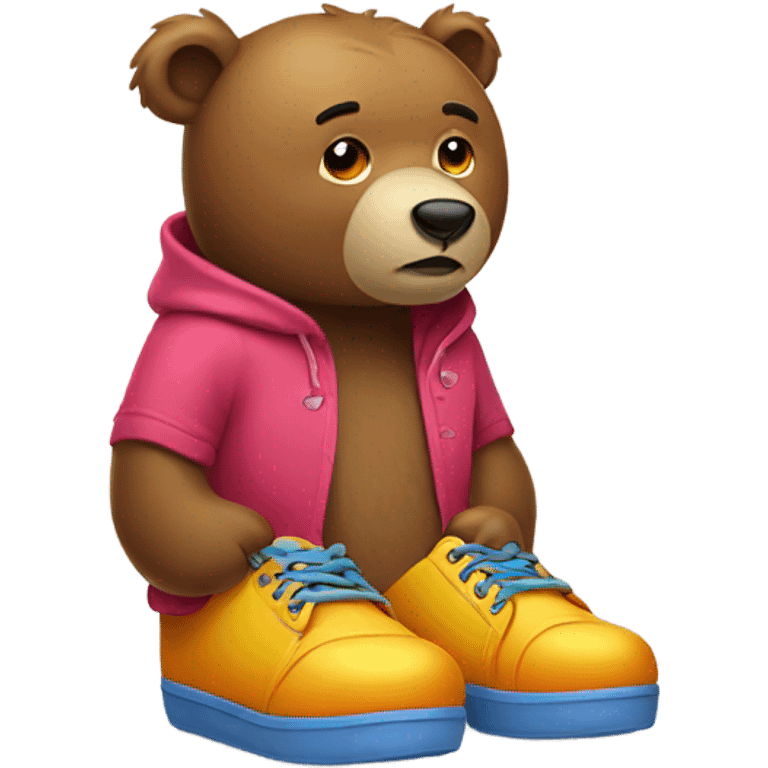 Sad bear wearing shoes emoji