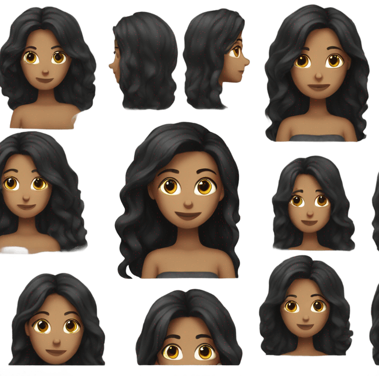 Woman with long black hair emoji